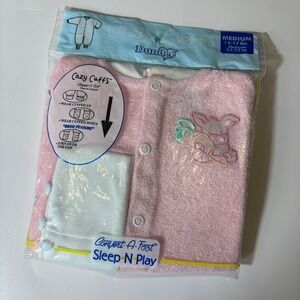 Vintage Dundee Infant 3-6M Pink Terry Cloth Bunny PJs Sleep N Play‎ Convertible